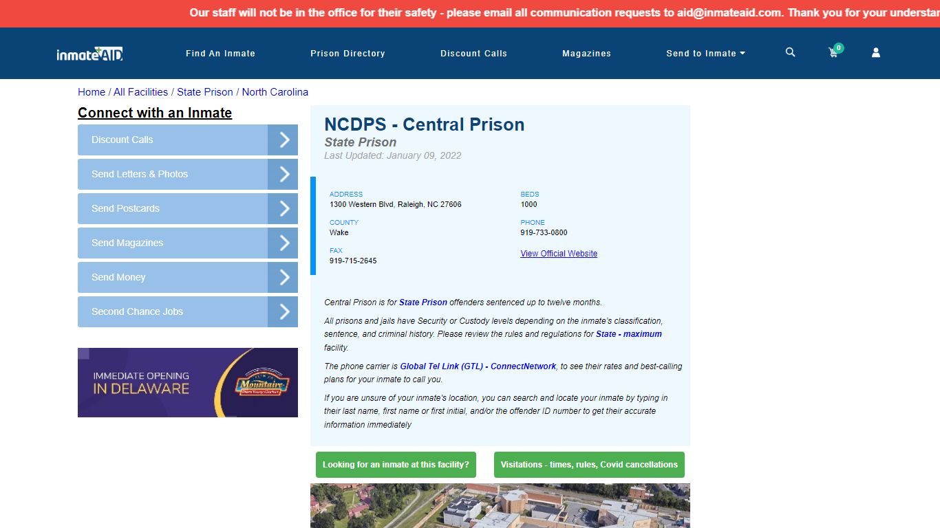 NCDPS - Central Prison & Inmate Search - Raleigh, NC